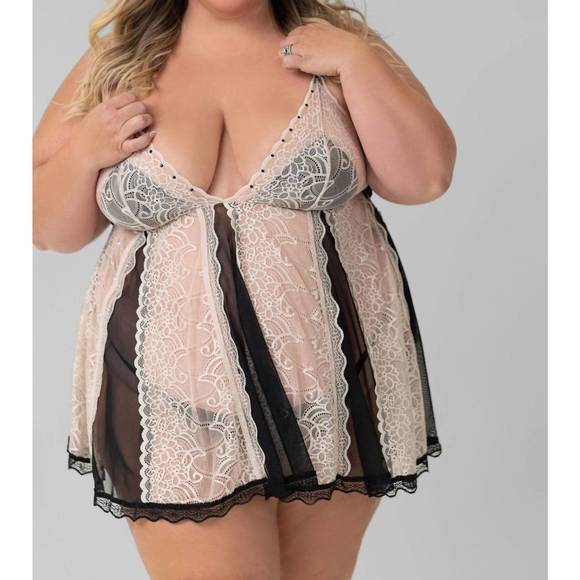 NEW ISAYES babydoll nighwear set - plus in black